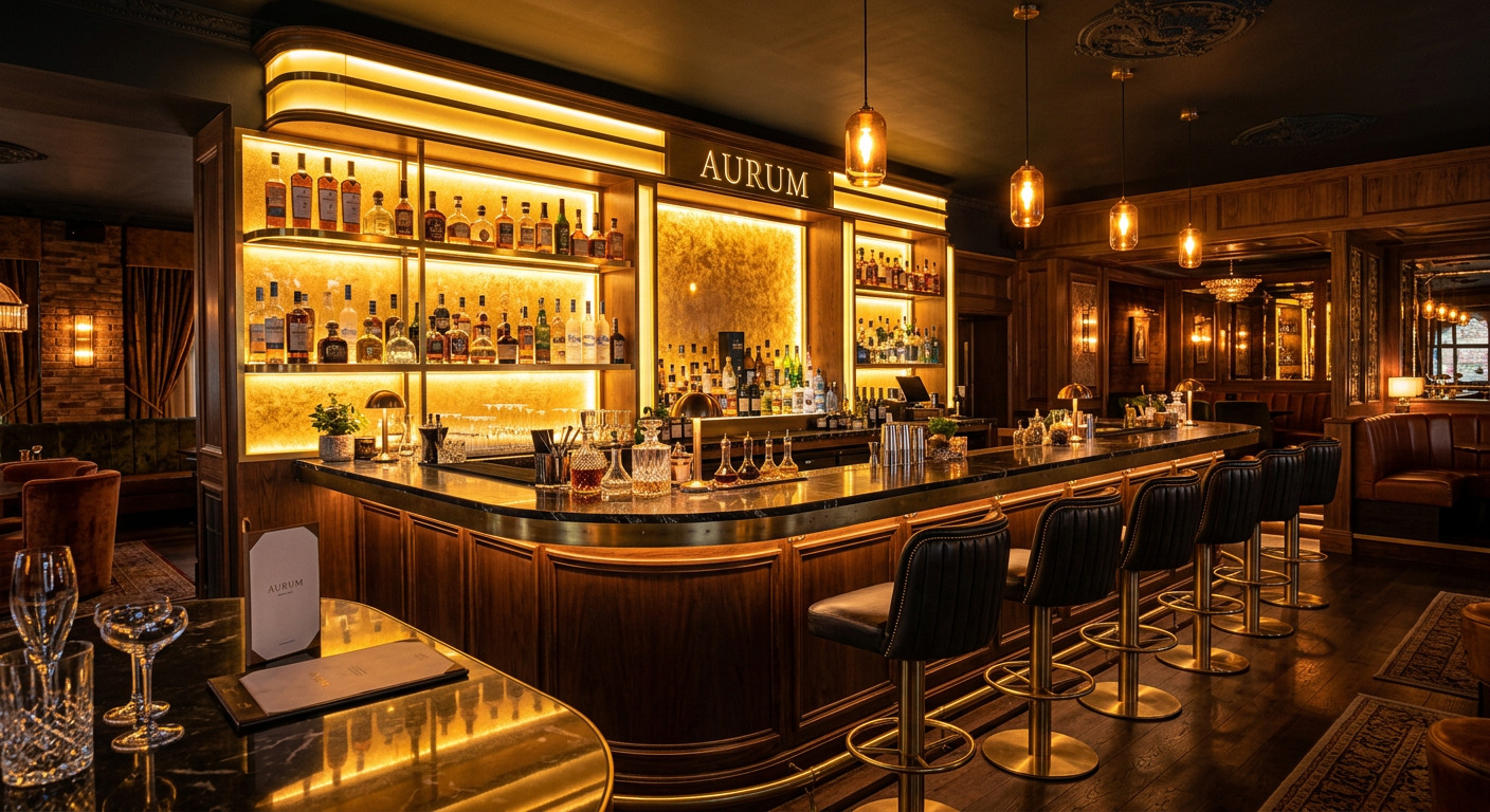 Luxury bar interior at PrestigeStay Horizon